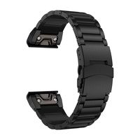 LDFAS Fenix 5 Plus Band, Sport Quick Release Easy Fit 22mm Stainless Steel Metal Strap with Safety Buckle Compatible for Garmin Fenix 5/5 Plus/Forerunner 935/945, Black