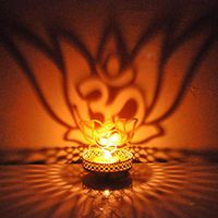 Buycrafty Om Lotus Shadow Lamps tealight candle holder for Pooja and Decorative Showpiece Gifts Set