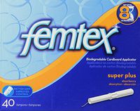 Femtex Tampons Cardboard Applicator, Super Plus Absorbency, 40 Count (Pack of 12)