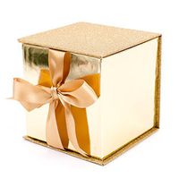 Hallmark Signature 4" Small Gift Box with Paper Fill (Gold Glitter) for Weddings, Engagements, Graduations, Holidays, Christmas, Valentines Day and More