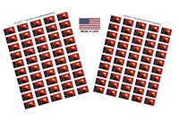 Made in USA! 100 Country Flag 1.5" x 1" Self Adhesive World Flag Scrapbook Stickers, Two Sheets of 50, 100 International Sticker Decal Flags Total (Papua New Guinea)
