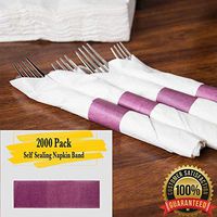 MM Foodservice Self Sealing Napkin Band, Pack of 2000 Self-Adhering Paper Napkin Band (Burgundy)