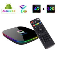 Greatlizard Android 9.0 Q Plus TV Box 4GB RAM 32GB ROM 4K HD H6 Quad Cord 2.4G WiFi Smart TV Box