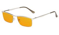 Eyekepper Blue Light Blocking Glasses Half-Rim Computer Readers-Nighttime Eyewear-Special Orange Tinted Glasses (Silver, 0.00)