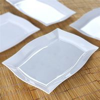 White 8 Inch X 11.5 Inch Rectangle Wave Disposable Plate - Chambury Plastics