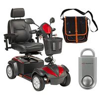 Drive Ventura Power Mobility Scooter, 4 Wheel, 20" Captains Seat & Free 130 dB Silver Personal Safety Alarm/Siren! + Black Medical Utility Bag with Trim!