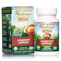 Host Defense, Reishi Capsules, Supports General Wellness and Vitality, Daily Mushroom Mycelium Supplement, USDA Organic, Gluten Free, 30 Vegetarian Capsules (15 Servings)