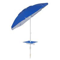 Copa 7ft. Polyester Beach Umbrella with Wind Vent, Steel Anchor Pole and Table, Blue