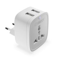 European Type C Adapter - Unidapt Travel Plug Adapters World to Europe - 3 in 1 International Power Plug with 2 USB & AC- Universal Input Outlet Adaptor to most of EU, Germany, Spain, Italy (Type C)