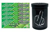 Herb Airtight Container Fresh Kettle with Juicy Jay's Green Apple 1.25 Flavored Hemp Rolling Papers 5 Count DC Crafts Nation- Middle Finger