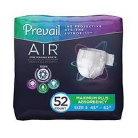 Prevail Air Maximum Plus Absorbency Stretchable Incontinence Briefs/Adult Diapers, Size 2, 52 Count