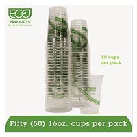 GreenStripe Renewable Resource Compostable Cold Drink Cups, 12 oz, Clr, 50/Pack Size: 16 oz.