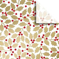 Jillson & Roberts Printed Gift Tissue 20" x 30", Elegant Holly (240 Sheets)