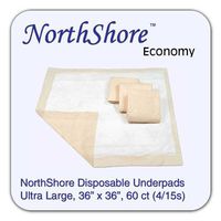 NorthShore Economy, 36 x 36, 28 oz, Beige Disposable Underpads (Chux), Ultra Large, Case/60 (4/15s)