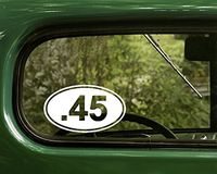 2 .45 ACP Bullet Caliber Oval Gun Decal Stickers White Die Cut For Window Car Jeep 4x4 Truck Laptop Bumper Rv