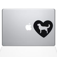 The Decal Guru Heart Golden Retriever MacBook Decal Vinyl Sticker - 11" MacBook Air - Black (1328-MAC-11A-BLA)