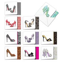 The Best Card Company - 10 All Occasion Blank Note Cards for Women (4 x 5.12 Inch) - Fashion Greeting Cards Boxed - Gotta Lotta Sole MQ5042OCB-B1x10