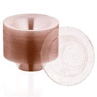 50 Disposable Clear Gold Glitter Plastic Dessert Bowls | 6 oz. Premium Heavy Duty Disposable Dinnerware | Safe & Reusable and Great for Parties or Weddings. (50-Pack) by Bloomingoods