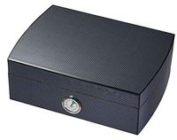 Visol Blackburn Carbon Fiber Look Cigar Humidor with Free Laser Engraved Metal Plate (Roman Mongram)