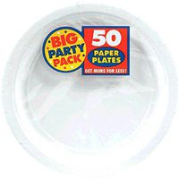 Amscan Frosty White Paper Plate Big Party Pack, 50 Ct.