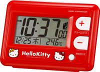 Hello Kitty red alarm clock radio clock calendar display with temperature display