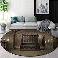 RUGSMAT Gothic Non-Slip Area Rug Pad Round,Royal Throne in Medieval Castle Renaissance Kingdom Heritage Retro Antique Photo Protect Floors While Securing Rug Making Vacuuming,Round-55 Inch