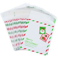 Sumind 100 Pieces Self-Adhesive Cellophane Gift Bags Christmas OPP Treat Bags for Candy Cookie Biscuits, 10 by 10 cm (White)