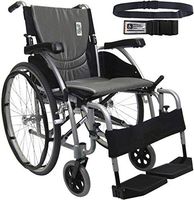 Karman S-Ergo 115 Ultra Lightweight Ergonomic Wheelchair | Seat Size 20" X 17" | Swing Away Footrest | Fixed Wheels in Silver & Free Black Wheelchair Seatbelt!