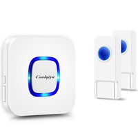 Coolqiya Wireless Doorbells Chimes for Home with 2 Remote Door Bell Buttons Waterproof and 1 Plug in Receiver, No Battery Required for Receiver 52 Ringtones