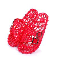 Massage Sandals Slippers Couple Non-Slip Hollow Reflexology Massage Foot Massage Slippers,Red,S