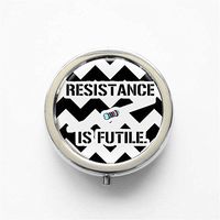 RhyNSky Resistance is Futile Mini Portable Pocket Purse Pill Box Case Pillbox, 3 Compartments, Silvery, 428