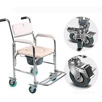 ZDONGU ZJBDQ Mobile Commode Chair Elderly Women Moving Aluminum Shower Chair, Toilet and Shower Commode Chairs