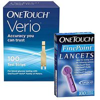 One Touch Verio Bundle - 100 Verio Test Strips and 100 Finepoint Lancets