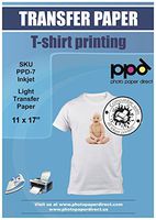 PPD Inkjet Iron-On Light T Shirt Transfer Paper 11 x 17 Pack of 10 Sheets (PPD007-10)