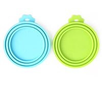 Comtim Pet Food Can Cover/Silicone Can Lids for Dog and Cat Food, Blue/Green