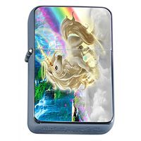 Unicorns Mythical Creature Flip Top Oil Lighter S9 Smoking Cigarette Smoker Includes Silver Case