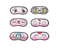 Flyusa 6 PCS Cute Cartoon Funny Face Sleeping Eye-Shade Blindfold Nap Cover Eye Mask with Ice Bag