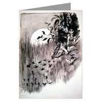 Twelve Vintage Note Cards of This Black and White Illustration of A Fairy Queen and King Being Pulled by Beetles