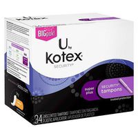 U By Kotex Security Tampons with Plastic Applicator, Super Plus, 34 Ct