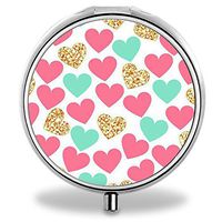 Heart Pill Case, Round Stainless Drug Organizer Container Medicine Cover for Pocket Daily&Weekly