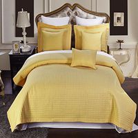 Luxury Checkered Quilted Wrinkle Free Coverlets Bedspread 100% Microfiber Set Gold/Twin-TwinXL(2PC)