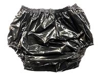 Haian Adult Incontinence Pull-on Plastic Pants (Large, Shiny Black)