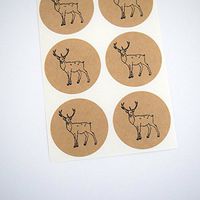 Rustic Kraft Brown Stag Deer Stickers, Envelope Seals, Favor Labels and Cupcake Toppers, by Once Upon Supplies, 1.5 Inches, 60 Stickers
