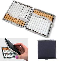 DSA Trade Shop Black Pocket Leather Metal Tobacco 20 Cigarette Smoke Holder Storage Case Box
