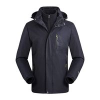 HebeTop Men's Ski Jacket 2 in 1 Waterproof Winter Jacket Snow Jacket Windproof Black