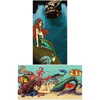 Decorative Matches, (Set of 3 Match Boxes) Long Wooden Matches,Strike Strip on Side of Box- Colored Match Tips- Candle and Fireplace Wooden Matches 4.375" x 2.35" x .75" (Mermaid Siren)