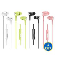 4pk Ear Bud Headphones with Mic Remote Control (G06), Wholesale 3.5mm Wired Earphones Headsets Bulk Accessory for Android iOS Smartphone, Cell Phone, MP3, Media Player, Laptop, PC, Chromebook, Gaming