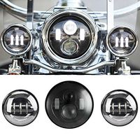 SUNPIE 7 Inch Black Motorcycle LED Headlight + 2pcs 4-1/2" Fog Lights for Harley Davidson LED Passing Lights Front Lights Driving Lamp Projecotor