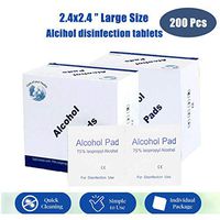 200 Pcs 2.4"×2.4"75% Alcohol Disinfectant Cotton Slices Sanitize Wipes, Sterile Alcohol Prep Pads Gauze Pads, Disposable Individually Wrapped Swap Pad Wet Wipe for Outdoor Skin Cleaning Care