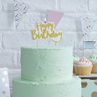 Ginger Ray, Gold PM-941 Pick And Mix Sparkling Designer Happy Birthday Candle Topper